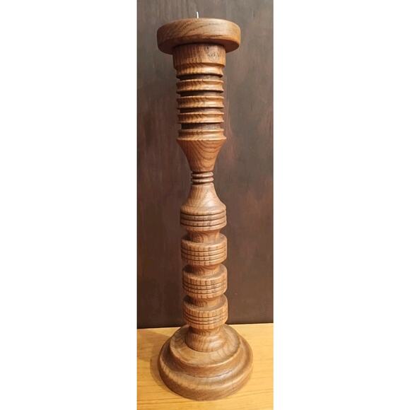 Hand Turned Large Wood Church Altar Candlestick CANDLE STICK vintage detailed - Picture 1 of 6